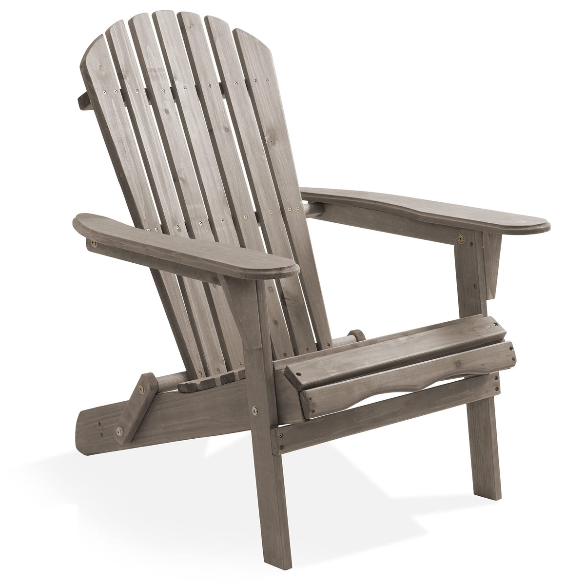 Casafield Folding Adirondack Chair, Cedar Wood Outdoor Fire Pit Lounge Chairs For Patio, Deck, Yard, Lawn And Garden Seating, Partially Pre-Assembled - Gray