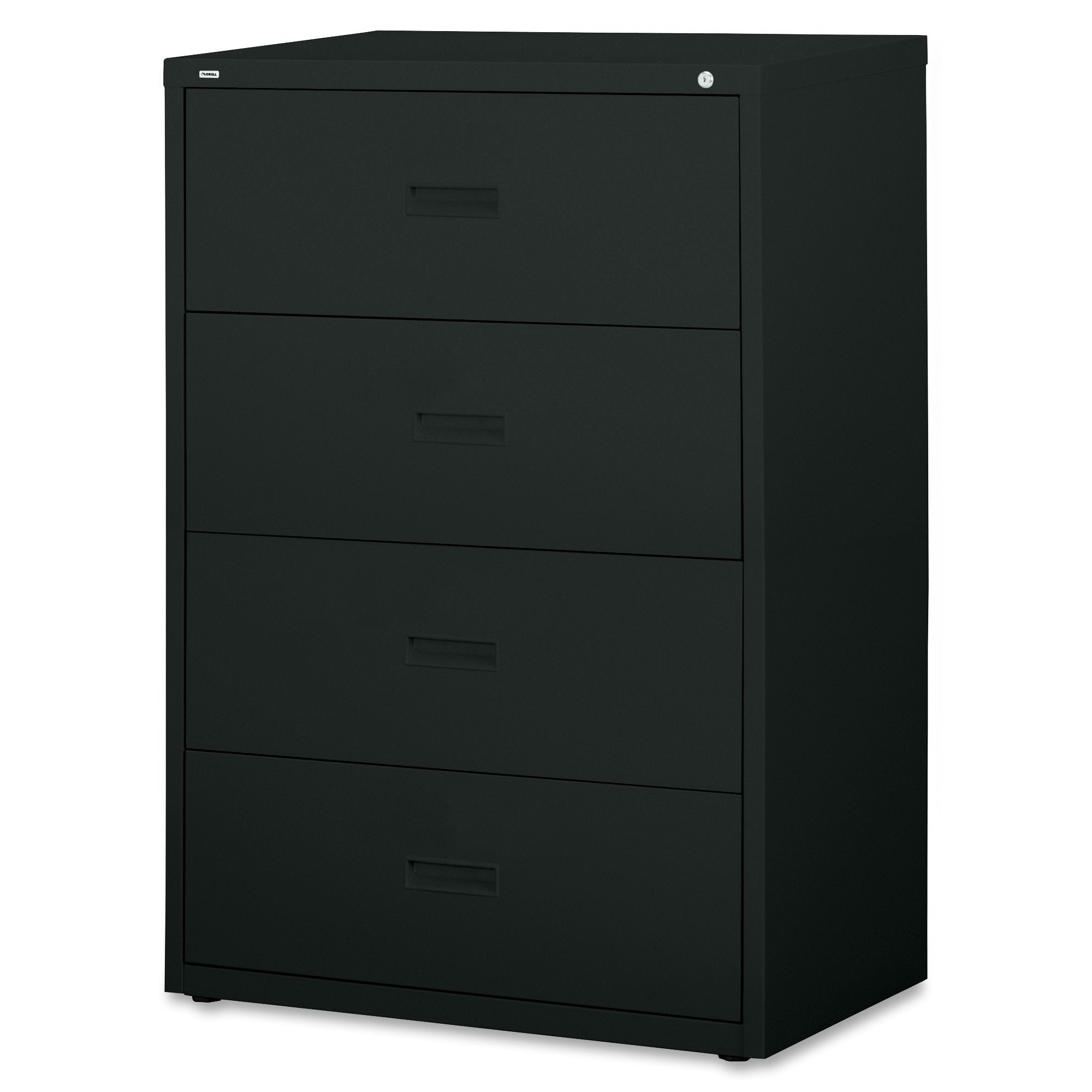 Lorell 4Drawer Lateral File, 30 by 185/8 by 521/2Inch, Black