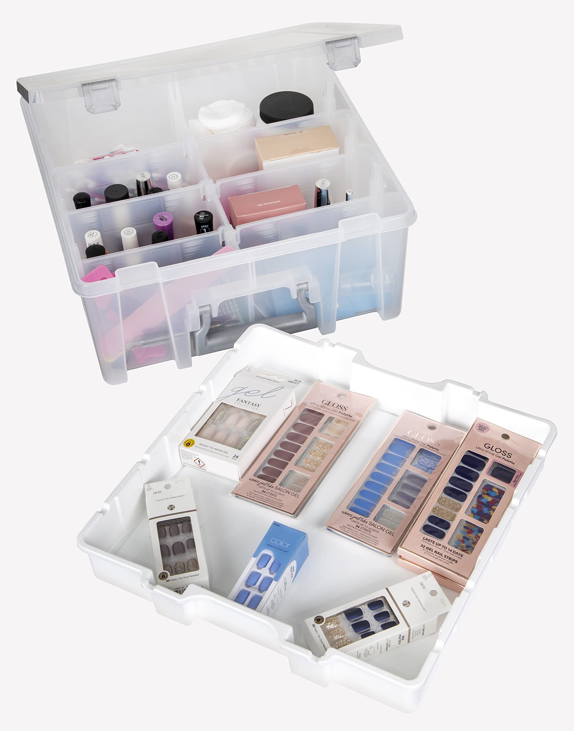 Ab Designs 6899Abd Super Satchel Double Deep With Lift-Out Tray And Removable Dividers, Stackable Home Storage Organization Cont