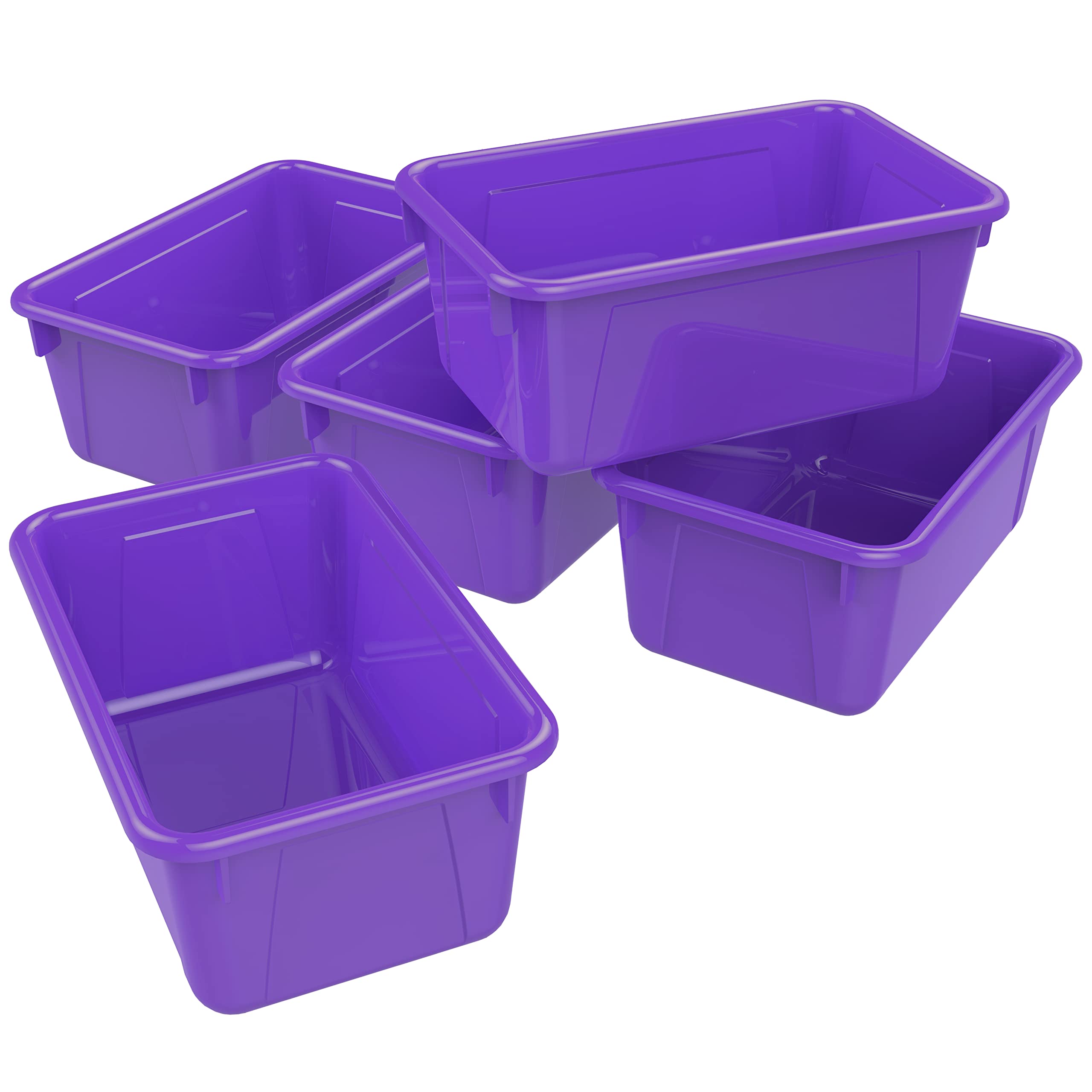 Storex Small Cubby Bins - Plastic Storage Containers For Classroom, 12.2 X 7.8 X 5.1 Inches, Class Purple, 5-Pack (62419A05C)