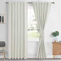 Hiasan Ivory Blackout Curtains 2 Panels For Bedroom, Back Tab & Rod Pocket Curtains 96 Inch Long Sewn With Tiebacks, Room Darken