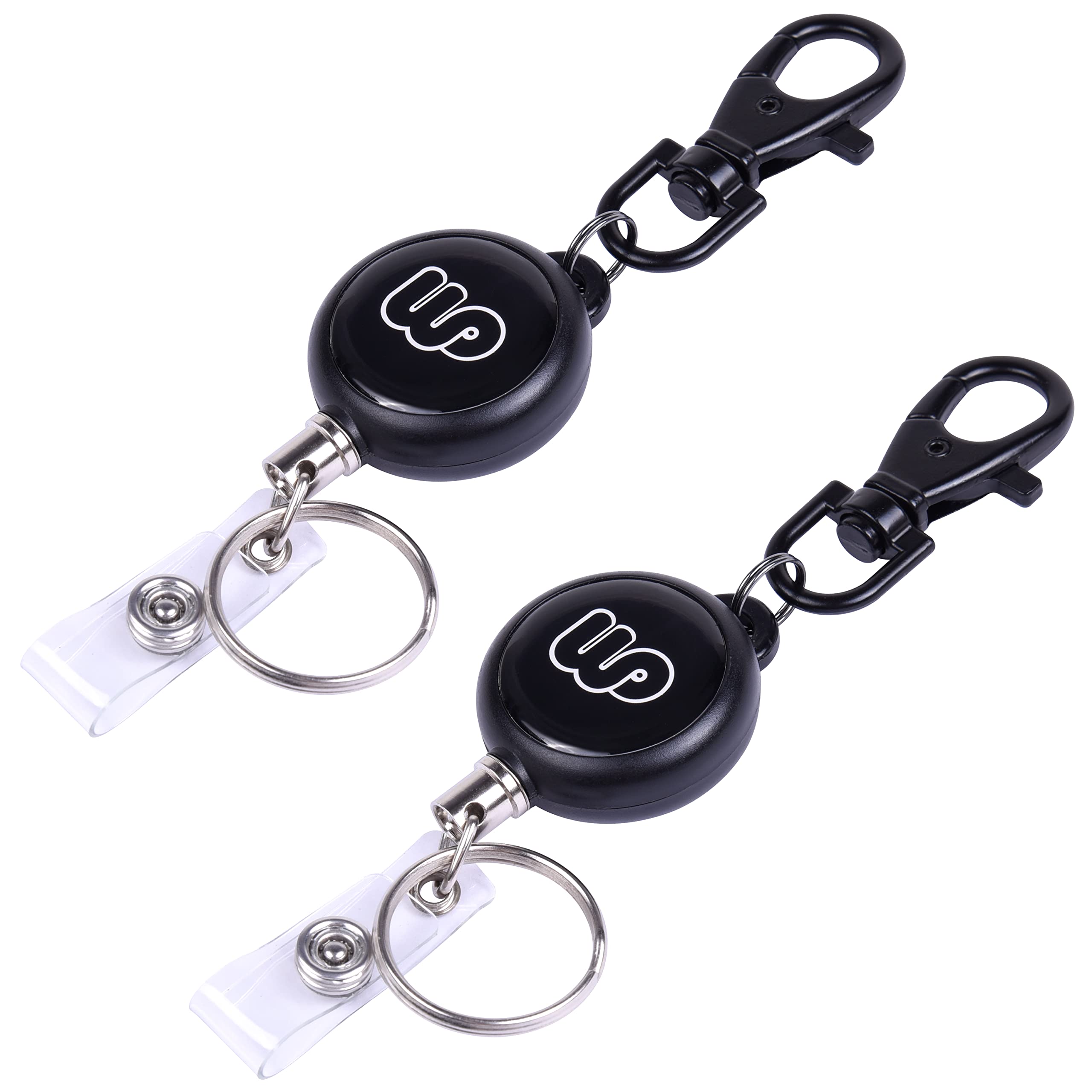 Wisdompro 2 Pack Retractable Keychain, Heavy Duty Retractable Badge Reels With Lobster Clasp, 24 Inch Steel Cord, Key Ring For K
