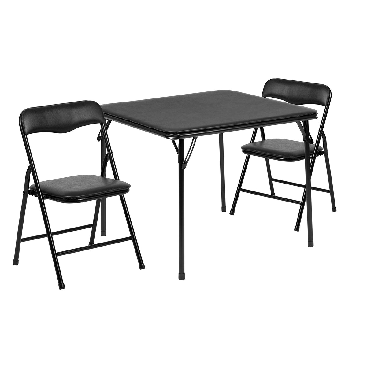 Flash Furniture Mindy Kids 3-Piece Folding Table And Chairs Set For Daycare And Classrooms, Children'S Activity Table And Chairs Set, Black