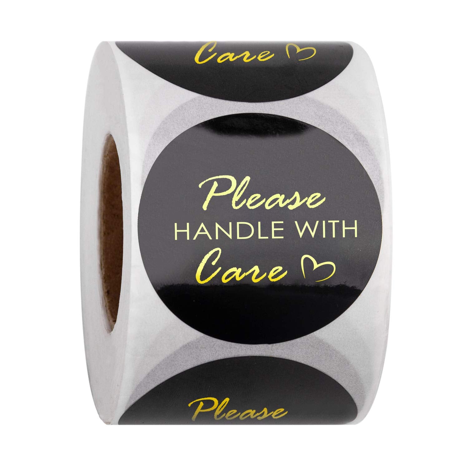 Wrapaholic Please Handle With Care Stickers - Gold Foil Business Thank You Stickers, Shipping Stickers - 2 X 2 Inch 500 Total La