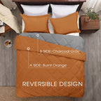 Basic Beyond Twin Comforter Set - Burnt Orange Comforter Set Twin , Reversible Twin Bed Comforter Set For All Seasons, Burnt Orange/Charcoal Gray, 1 Comforter (66'X92') And 1 Pillow Sham (20'X26'+2')