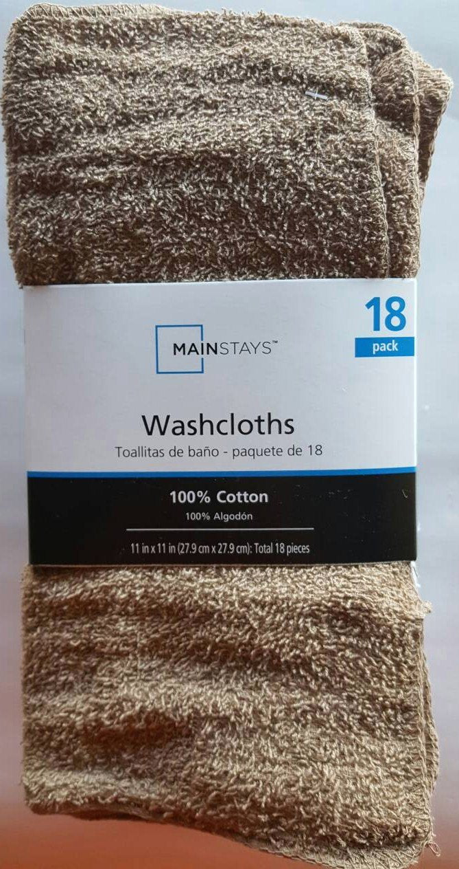 Mainstays 18 Pack Assorted Cotton Terry Thin Washcloths Rags (Bwwgb)