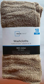 Mainstays 18 Pack Assorted Cotton Terry Thin Washcloths Rags (Bwwgb)