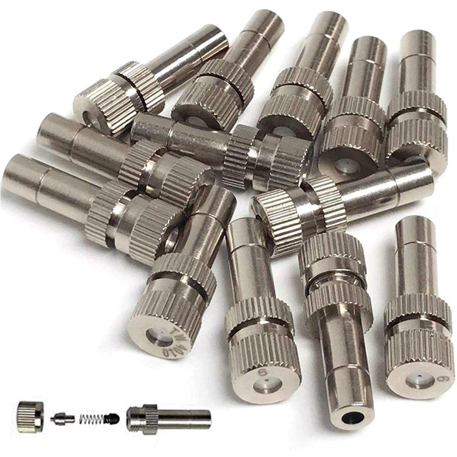 Misting Nozzles For Outdoor Cooling System 10Pcs Mister Nozzle Atomizing Misting Sprayer Fog Nozzles For Garden, Humidification,