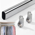 FIRJOY Adjustable Oval Closet Rod with End Supports, Heavy Duty Carbon Steel Wardrobe Rod (Chrome, 29.5  - 51 )