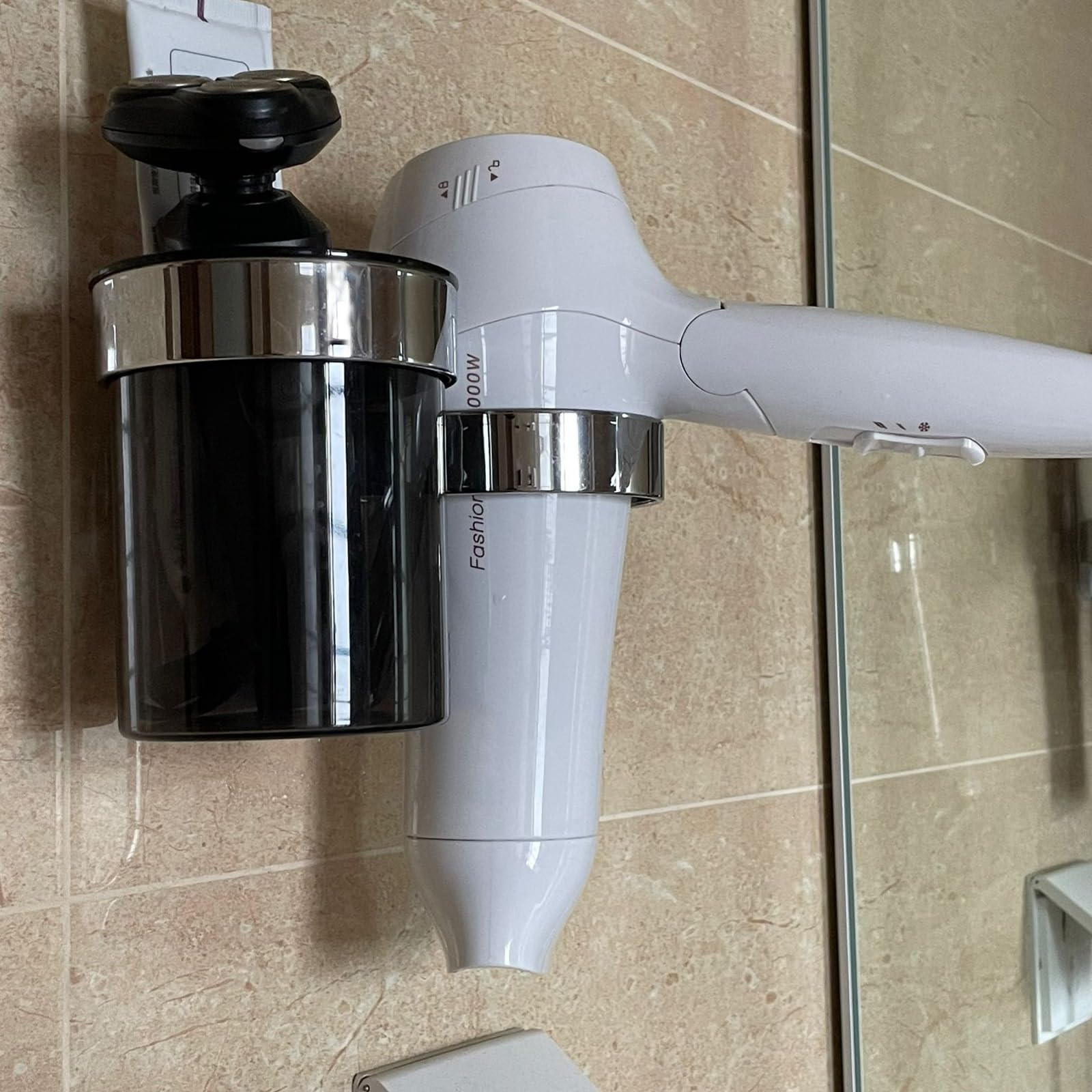 Raikedr Hair Dryer Holder, Bathroom Hair Dryer Holder With Storage Tray, Hair Care Tools Holder Wall Mount - Extra Large Rim (Si