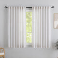 White With Linen Back Tab Curtains 72 Inches Long 2 Panels Set For Guest Room - Elegant Modern Country Pocket Semi Sheer Privacy Drapes Hooks Belt Pleated Light Filtering Playroom Curtains W52 X L72