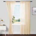 Hiasan Sheer Curtains For Bedroom With Tiebacks, Light Filtering Voile Textured Drape Lightweight Rod Pocket Window Curtains For