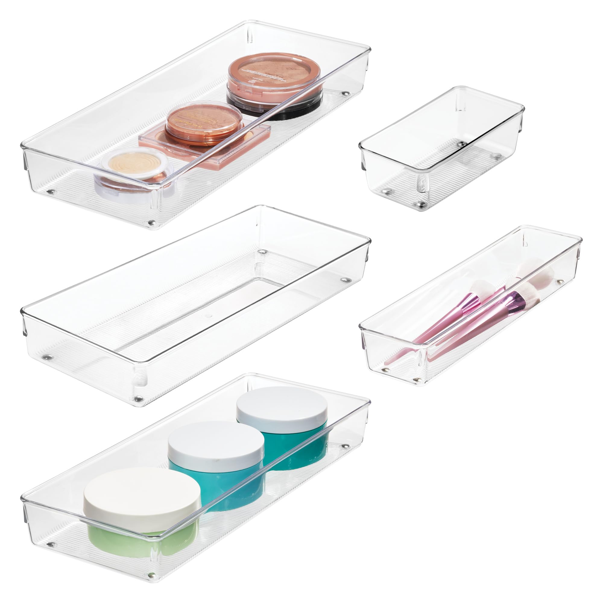 iDesign Recycled Plastic 5-Piece Kitchen Drawer Organizer Set - Linus Collection - Clear