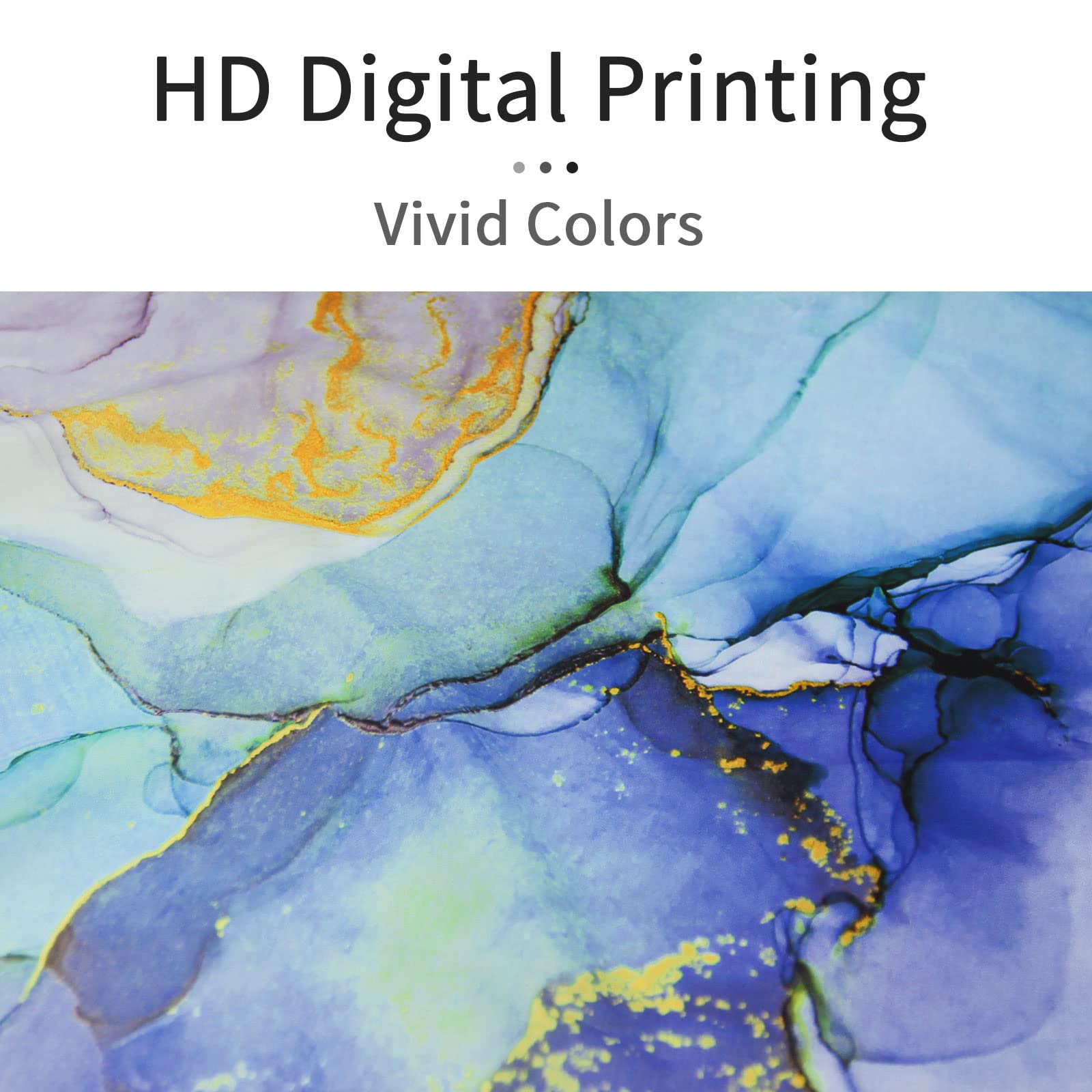 Gibelle Long Shower Curtain 72 X 78, Tall Abstract Marble Fabric Shower Curtain, Blue Purple Jade Texture Gold Stripes Ombre Ink