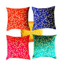 Pink Parrot Jacquard/Dopian Silk Multi Colour Cushion Cover 16X16 InchSet 5 Pcs