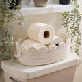Ferrochef 13 Inch Toilet Paper Basket Boho Cotton Rope Bathroom Storage Organizer with Handle, Bathroom Decor Accessories for Be