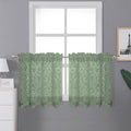 Lecloud Leia Sage Green Valance Sheer Cafe Curtains 24 Inch Length 2 Packs, Bathroom/Basement/Kitchen Curtain Tiers Small Window