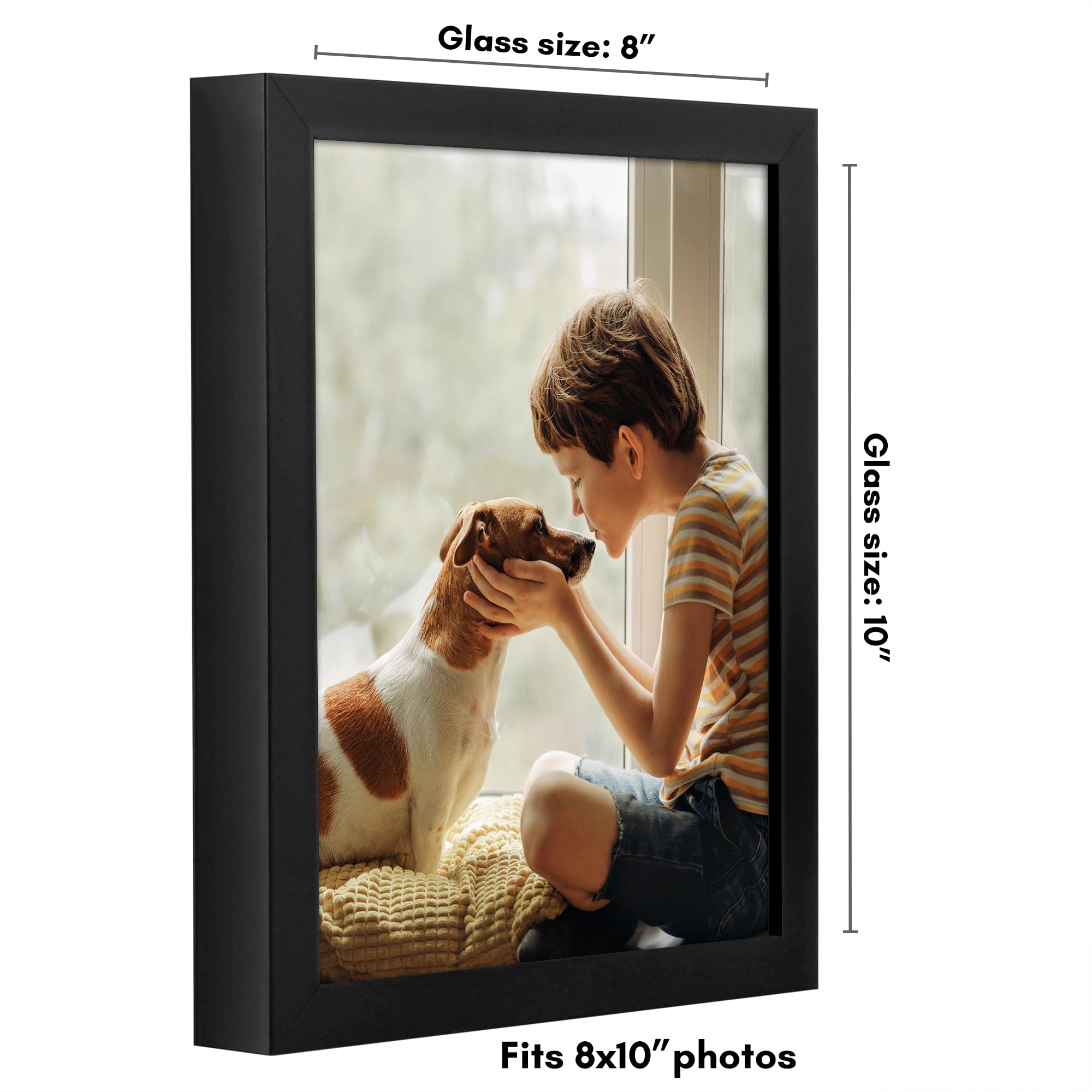 Americanflat 8X10 Picture Frame With Shatter-Resistant Glass - Soho Collection - Gallery Style Deep Molding Frame For Tabletop A