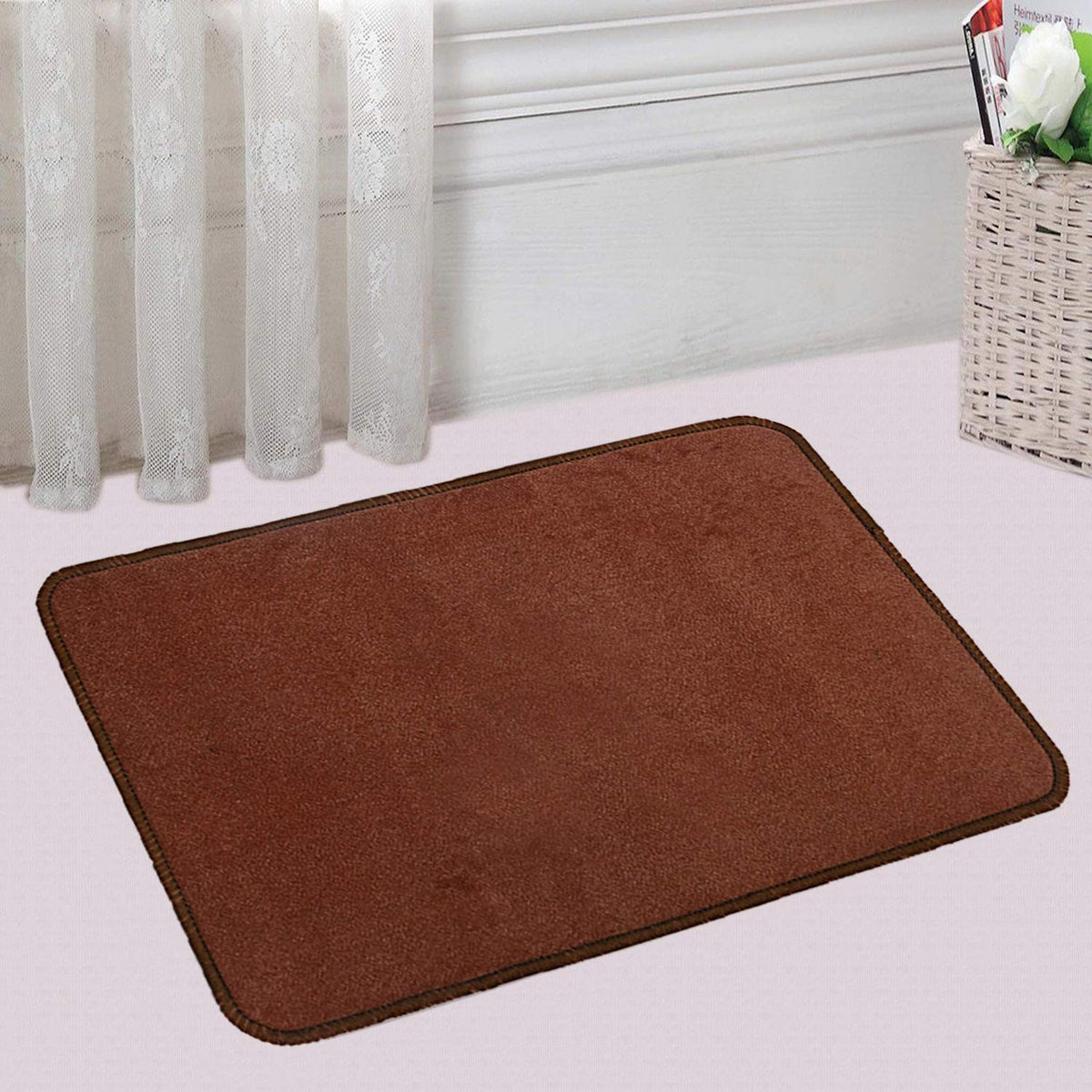 Kuber Industries Microfiber Anti Slip Bath Mat 22x14, Brown  CTKTC21997