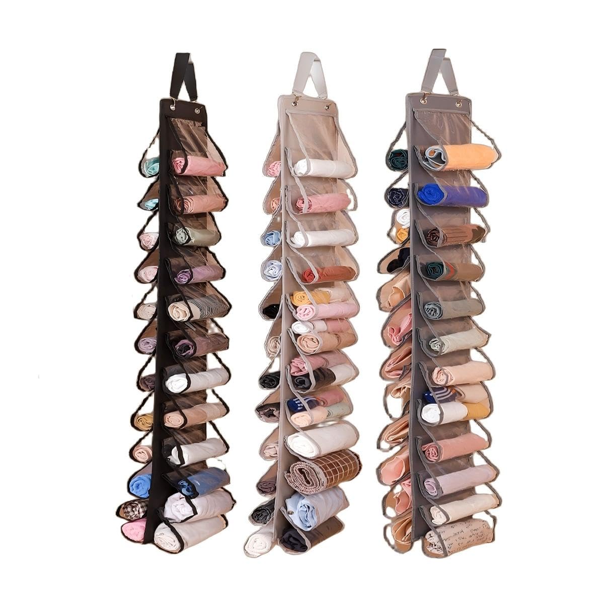 Fasolara Legging Organizer for Closet Hanging 20 Pockets, Clear Hanging Legging Organizer Closet, Oxford Cloth Legging Storage f