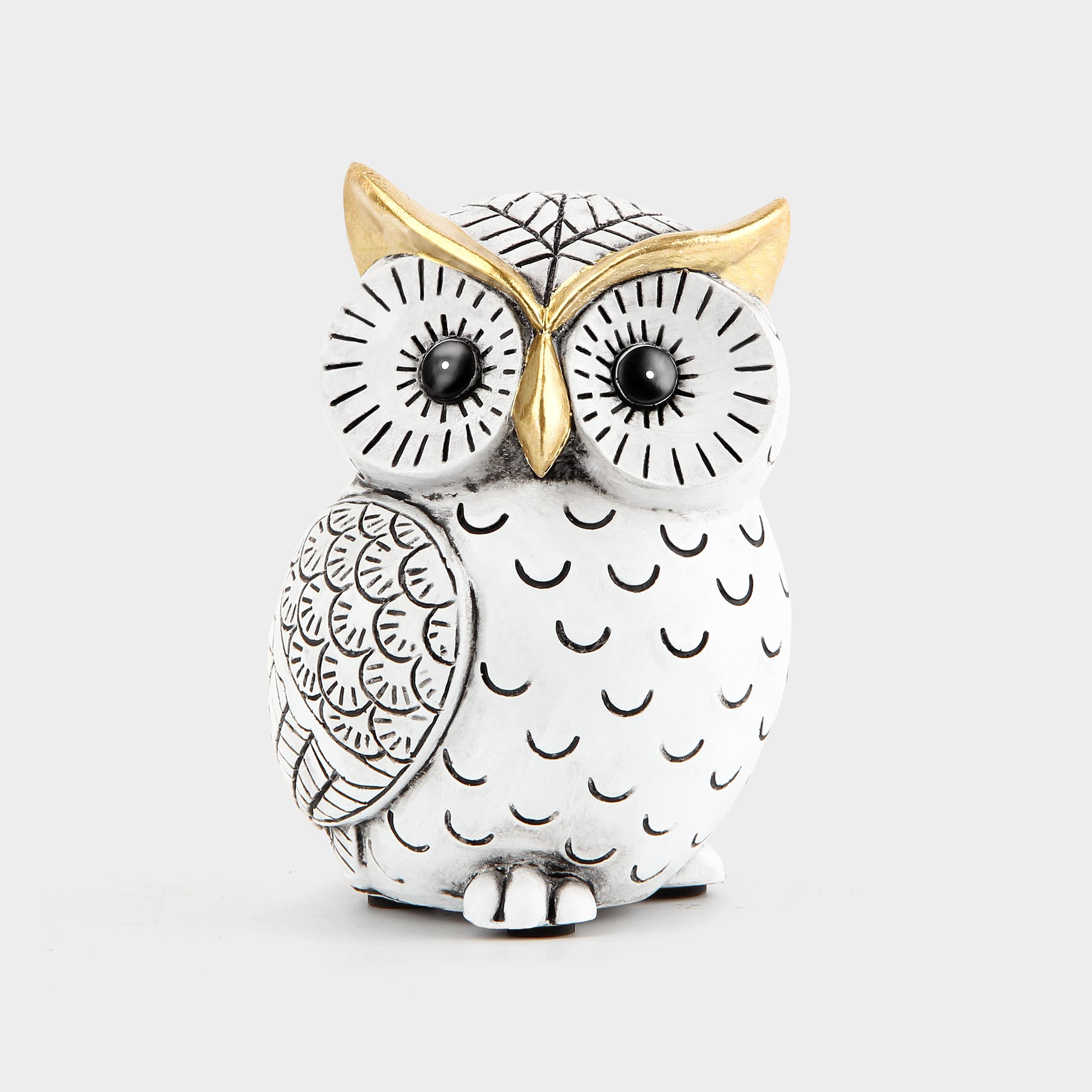 Owl Statue for Home Decor Accents,Owl Decor for Bookshelf Bedroom Living Room Office Table Desk Mantle TV Stand Boho Decoration,
