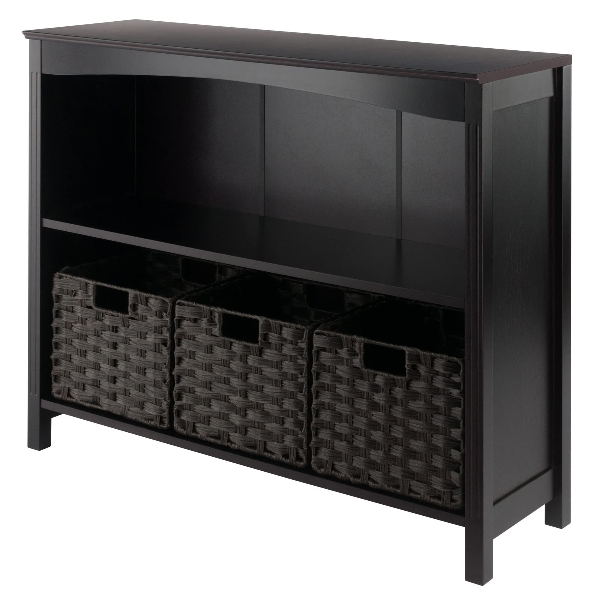 Winsome Wood Terrace 4-Pc Storage Shelf with 3 Foldable Woven Baskets - Thumbnail 4