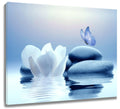 EOBTAIN Zen Stone Canvas Wall Art White Flower and Blue Butterfly on Lake Wall Art for Bathroom Living Room Bedroom Modern Spiri