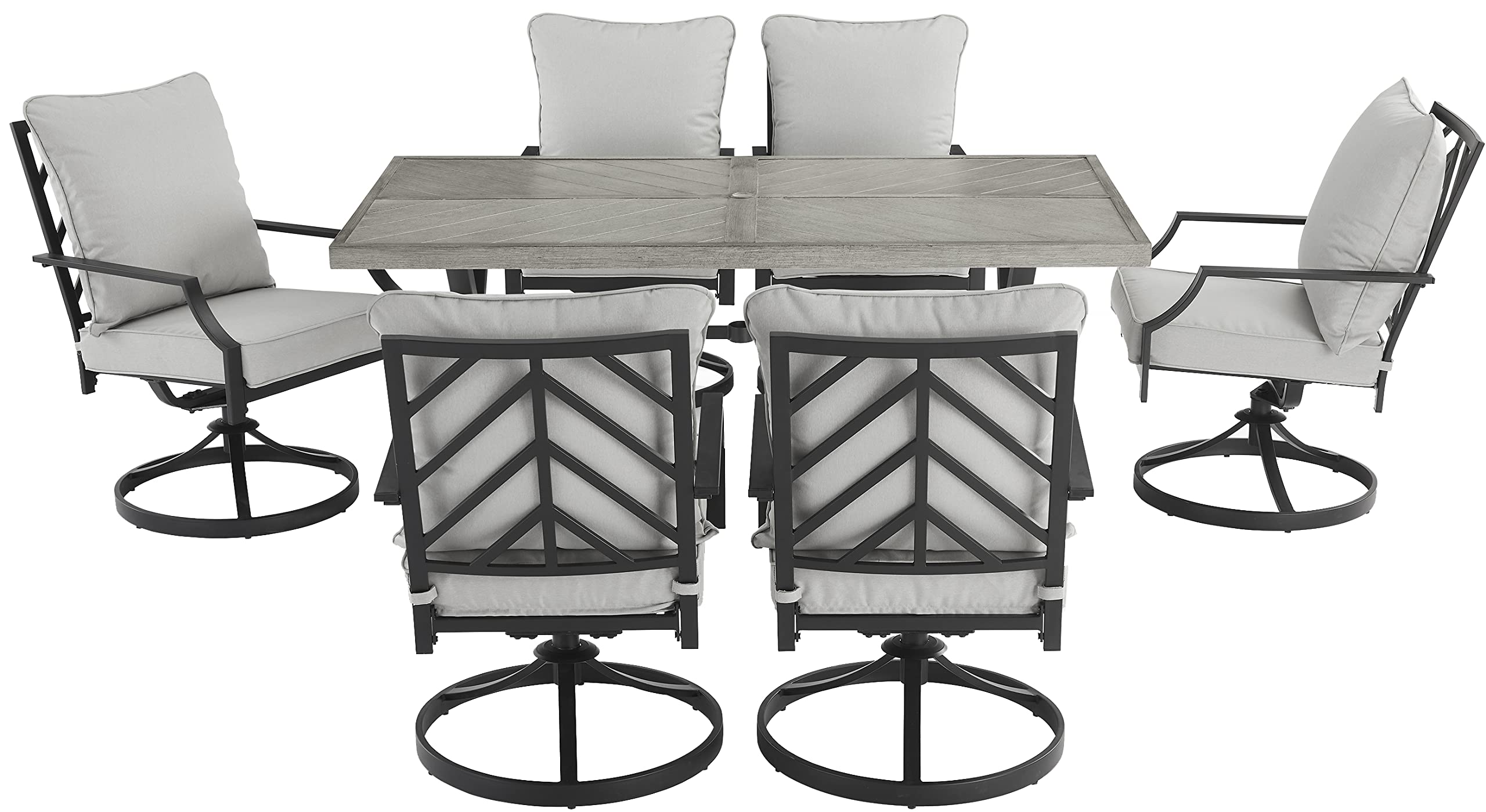 Crosley Furniture KO60062MB-GY Otto Outdoor Metal 7-Piece Dining Set, Matte Black with Gray Cushions