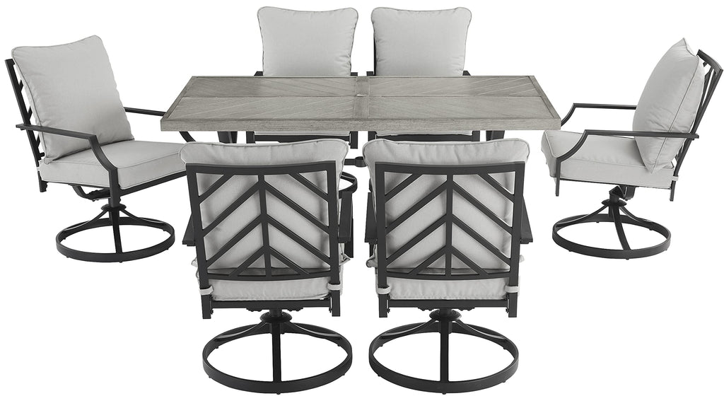 Crosley Furniture KO60062MB-GY Otto Outdoor Metal 7-Piece Dining Set, Matte Black with Gray Cushions