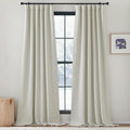 NICETOWN Room Darkening Faux Linen Curtains for Bedroom, Rod Pocket/Back Tab/Hook Belt Linen Burlap Light Blocking Noise Dampeni