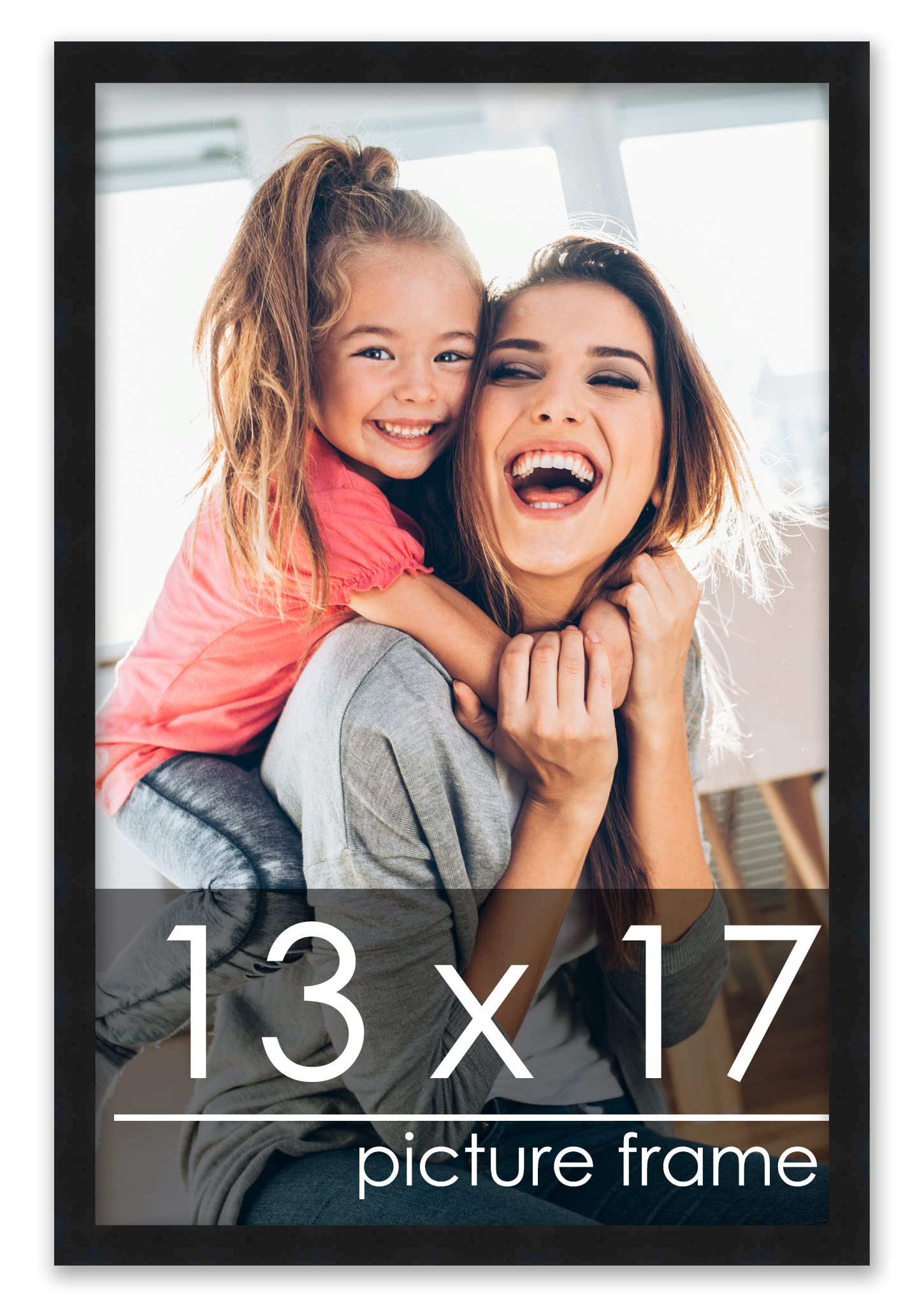 Poster Palooza 13x17 Frame Black Solid Wood Picture Frame | 0.75 Inch Moulding Width | Includes UV Acrylic Plexiglass, Foam Boar