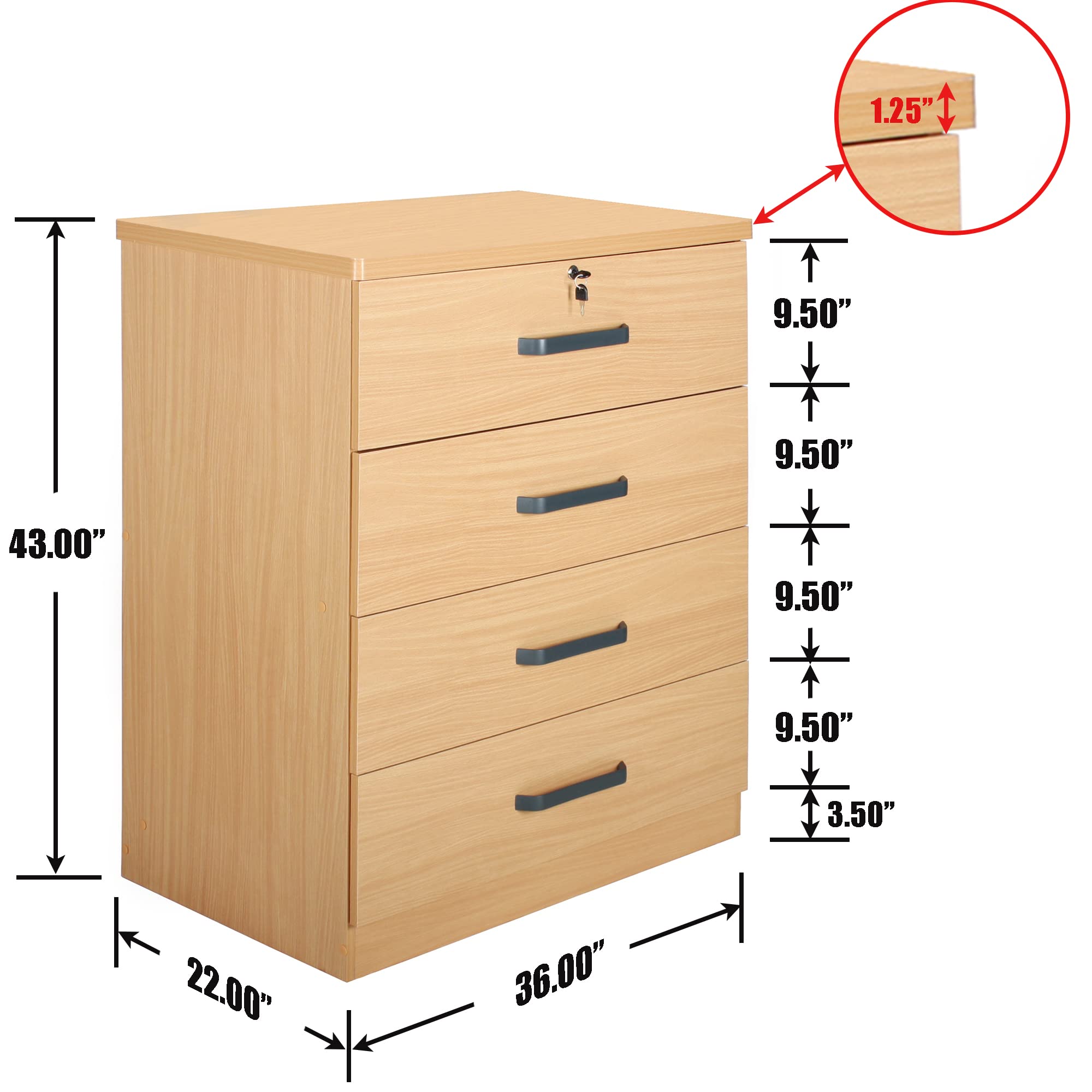 Better Home Products Carell Furniture Super Jumbo 4 Drawer Storage Chest Dresser - Thumbnail 4