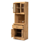Baxton Studio Laurana 23.62-inch W Kitchen Storage Cabinet and Hutch, Oak Brown (193-12004-HiT)