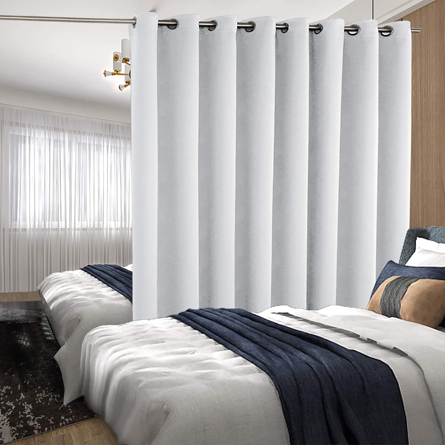 Bgment Large Room Darkening Blackout Curtains Fashion Sliding Door Curtain 180 X 96 Inches, Wide Thermal Room Divider Window Curtain, 1 Panel, Greyish White, 96 Length X Wide 180