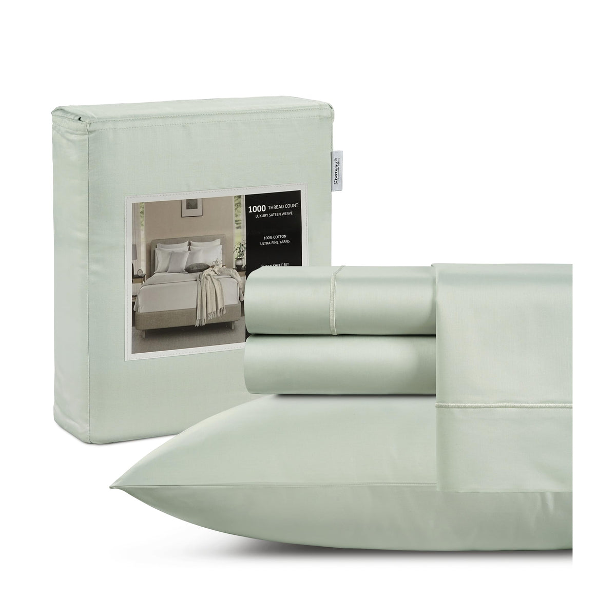 Full Size Bed Sheets Deep Pocket Cotton 1000 Thread Count Luxury Sheets (Fits Upto 17'), Full Size Sheet Sets, Long Staple Cott