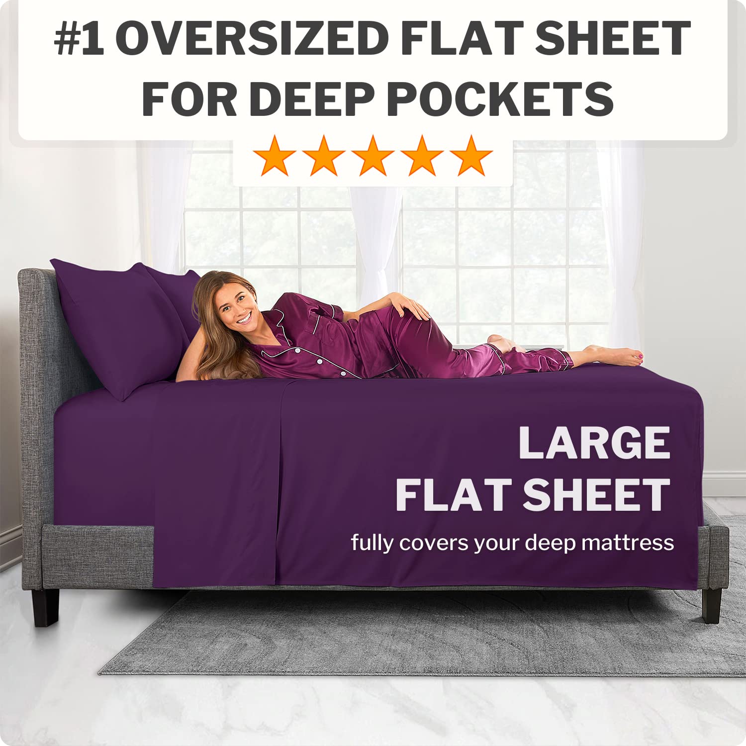 Dealuxe 21'' Sheet Set - Twin 3 Piece Set - Purple (Royal Grape)