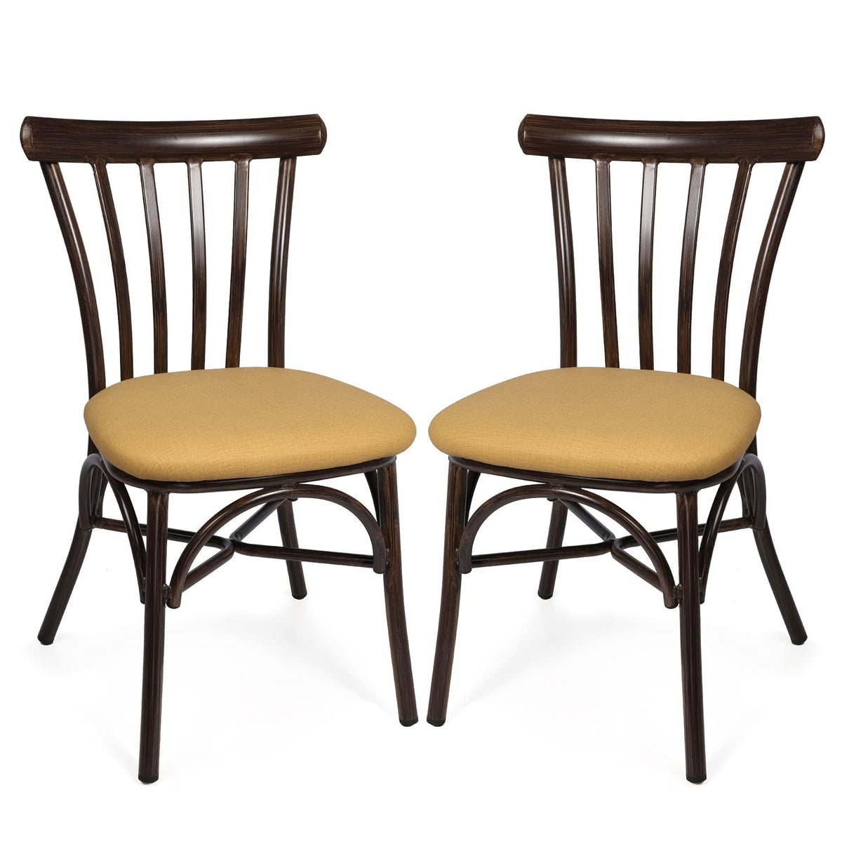 Luckyermore Heavy Duty Aluminum Dining Chairs Set Of 2, Commercial Stackable Chairs With Orange Soft Cushion, 400 Lbs Capacity,