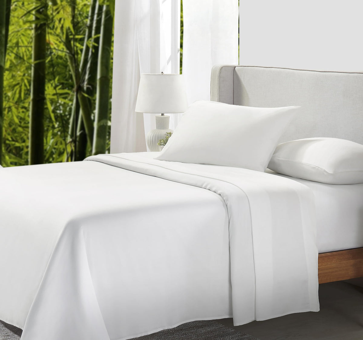California Design Den Rayon From Bamboo Sheets, Queen Size Bed Luxury Silk Sheets 4 Piece Sheet Set, Cooling Sheets, White Bedsh