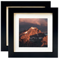 LEKAIYA 7x7 Black Picture Frames Set of 2, Square Solid Wood Photo Frame for Tabletop or Wall Mounting