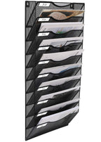 Easypag Hanging Wall File Organizer 10 Tier Mesh Office Mail Paper Organization Hanging File Folder Holder Magazine Rack Bin Wit