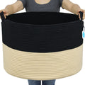 Casaphoria XXXLarge Cotton Rope Basket Woven Laundry Basket Blanket Basket Basket with Handle Comforter Cushions Storage Bin Thr