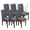 Genina Waterproof Chair Covers For Dining Room, Stretch Jacquard Dining Chair Slipcovers Removable Washable Chair Protector For Kitchen, Hotel, Restaurant (Leaves-Dark Gray, 6 Pcs)