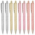 Unibene 8 Pcs Glitter Ballpoint Pens, Cute Pretty Rose Gold Metal Retractable Journaling Pens For Women Girls Gifts Office Suppl
