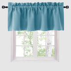 Hiasan Valance Curtains For Kitchen Blackout Thermal Insulated Solid Window Curtain Valance, Stone Blue, 60 X 18 Inches, 1 Panel