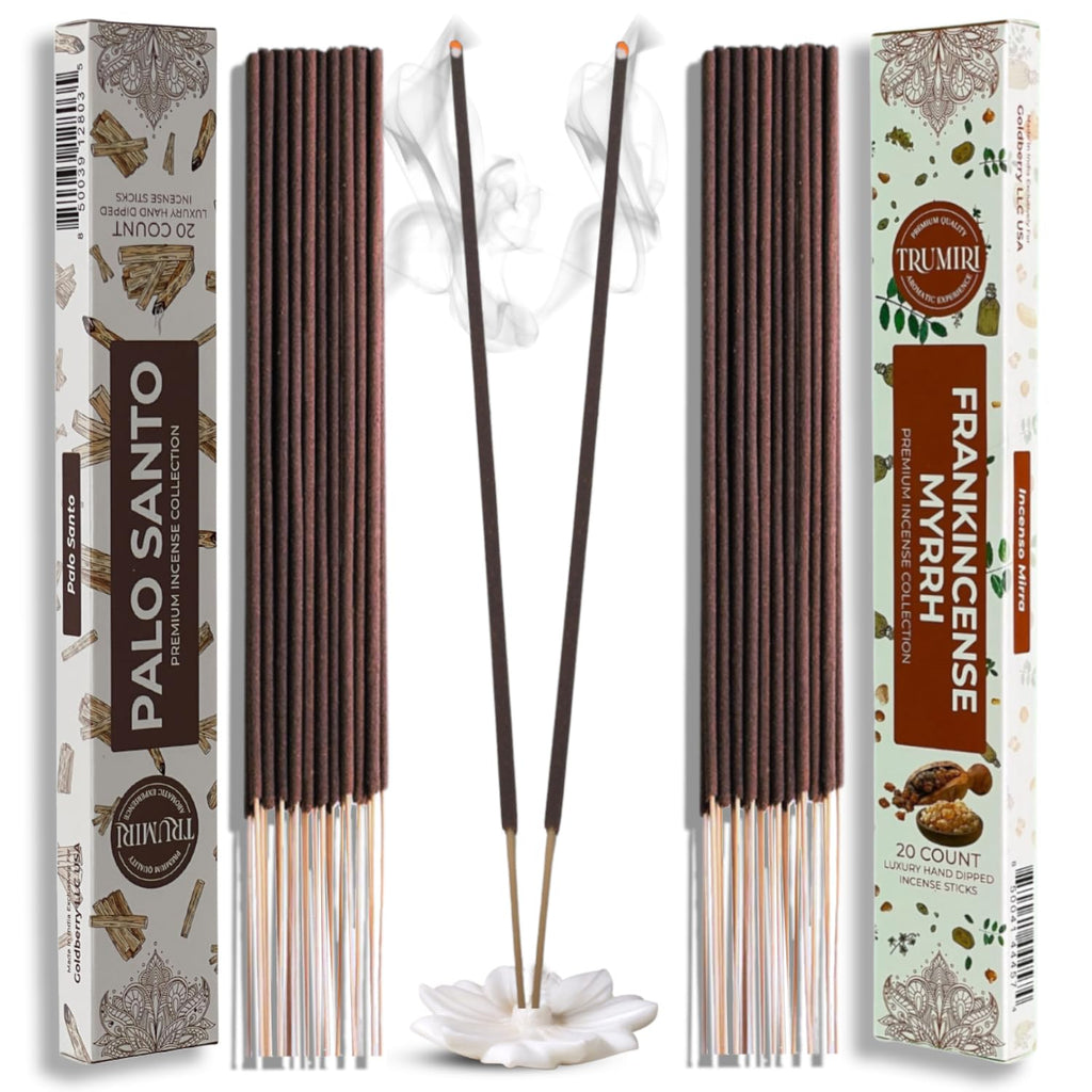 Trumiri Incense Sticks - Combo Pack of 40 Insence-Sticks - 20 Palo Santo + 20 Frankincense Myrrh - Insenses - Insents - Incents 