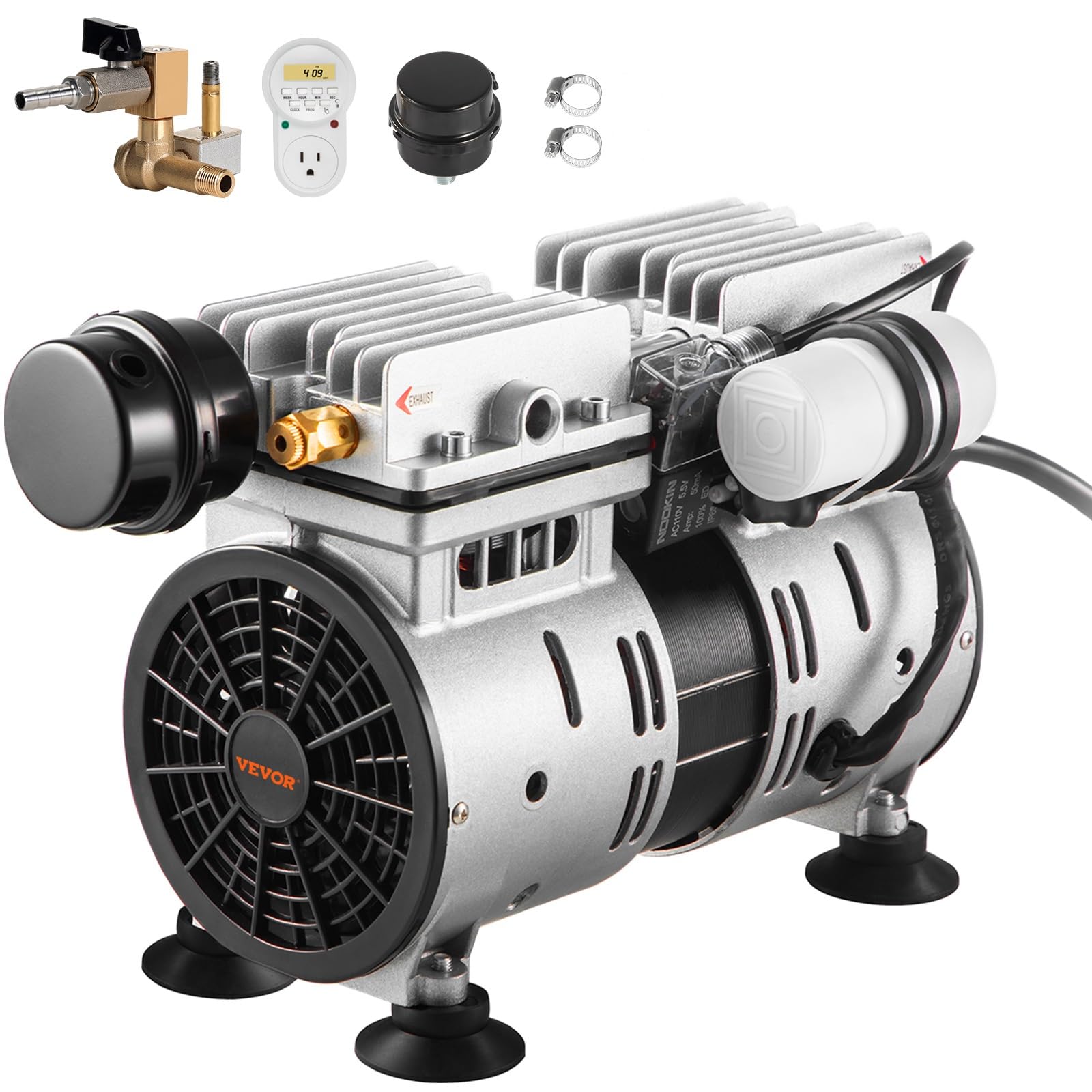 Vevor Pond Aerator, 550W Power 5.2Cfm For Up To 3 Acre 50' Includes 3/4 Hp Timer & Valves, Air Compressor For Deep Water Oxygen