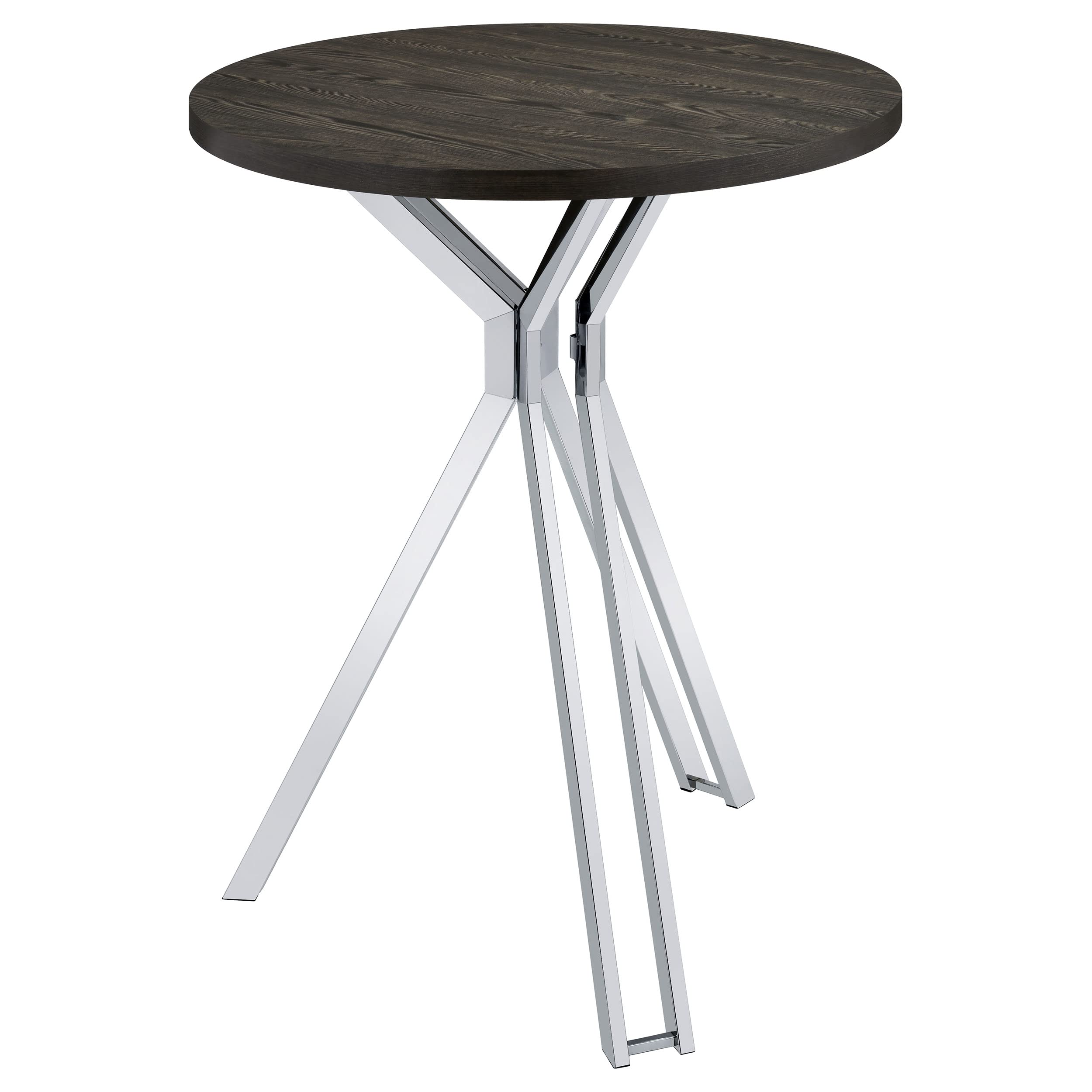 Coaster Home Furnishings Edgerton Round Wood Top Bar Table Dark Oak and Chrome
