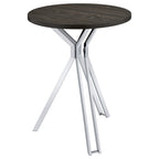 Coaster Home Furnishings Edgerton Round Wood Top Bar Table Dark Oak and Chrome