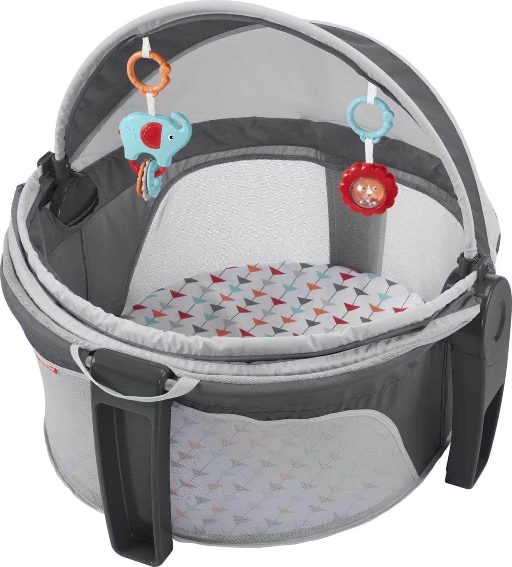Fisher-Price Portable Bassinet and Play Space On-the-Go Baby Dome with Developmental Toys and Canopy, Arrows Away