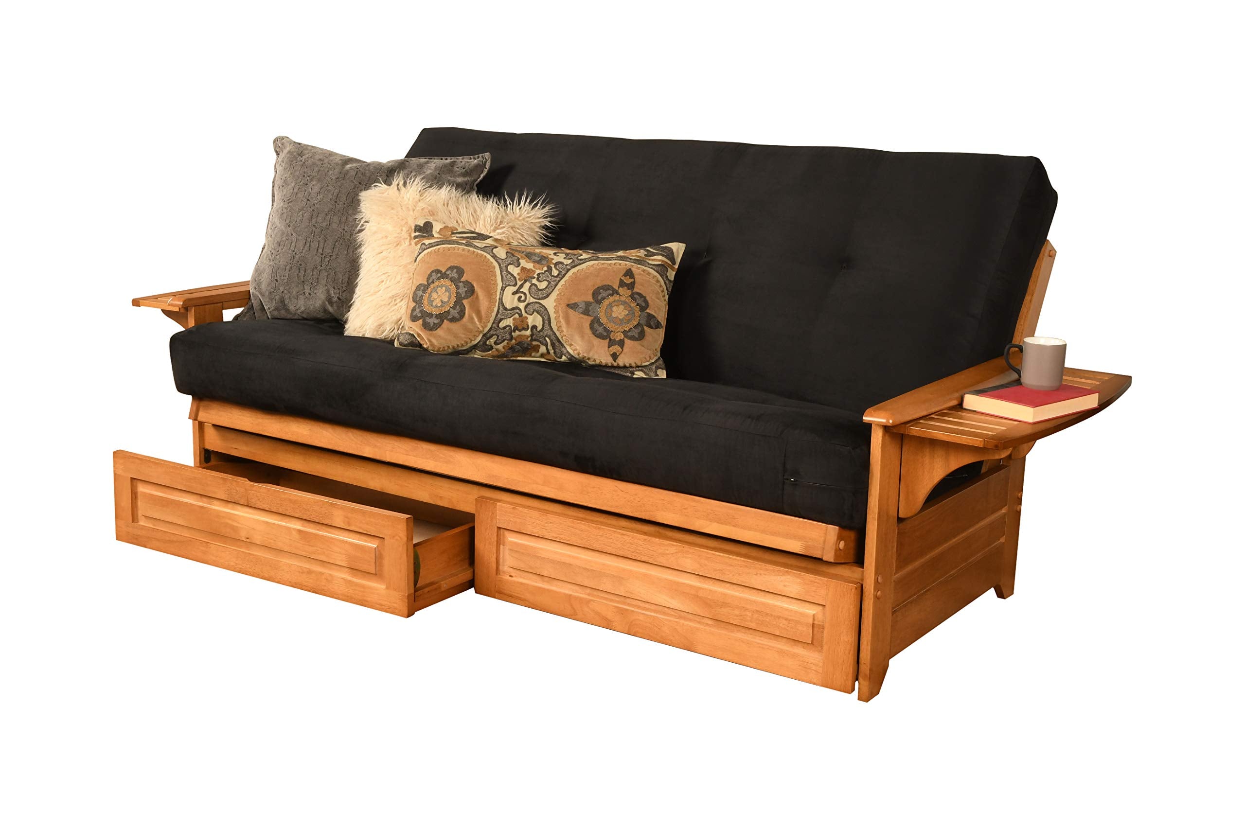 Kodiak Futons Full Size Futon With Storage Drawers, Black